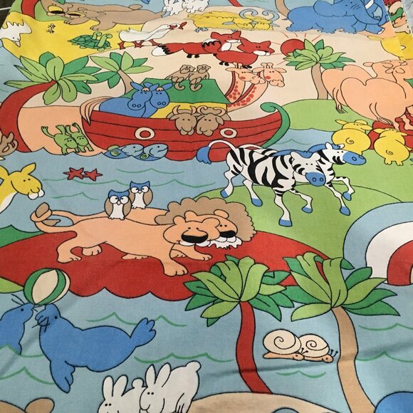 House N Home Fabrics & Draperies Panels Noah’s Ark 3 Panels Draperies Curtains - Picture 1 of 3